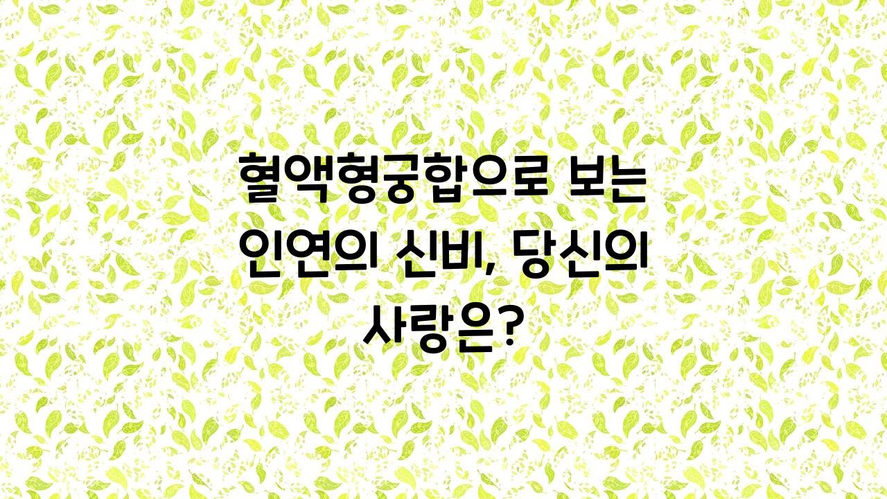 혈액형궁합